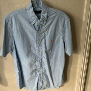 Men’s medium polo chambray short sleeve shirt